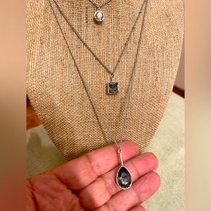 Tri-Me Necklace, Rhodium Plating